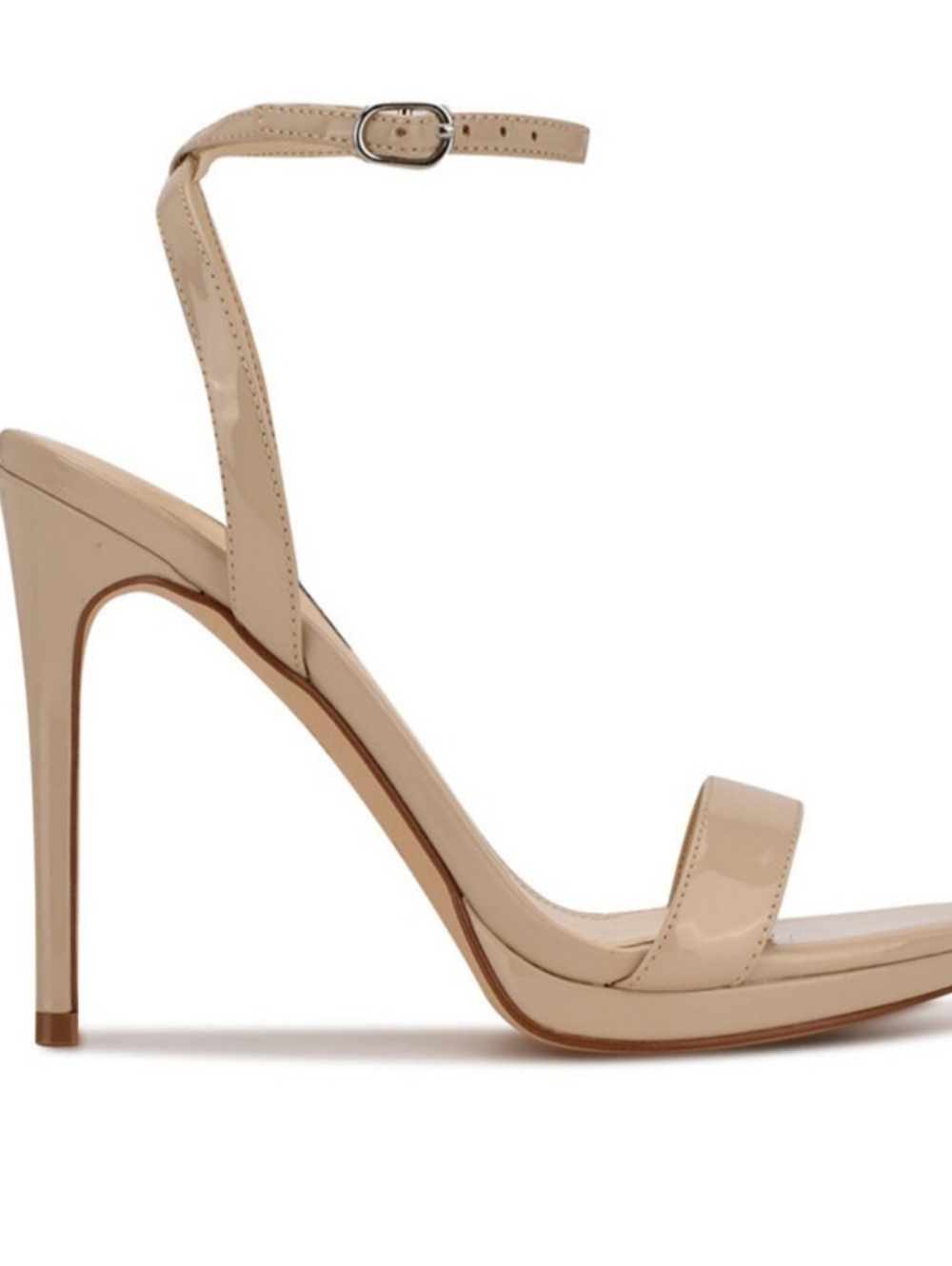 Ninewest Nude Patent Strappy High Heel Sandals
